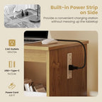 Giantex Folding Sewing Table with Charging Station, Rolling Craft Table with Storage Trays & Shelf, Foldable Sewing Machine Cabinet Desk with Lockable Wheels for Small Spaces (Natural) - color: Natural