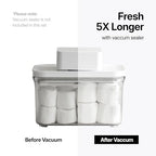 VAKUEN Premium Airtight Food Storage Containers, Mini Square 3pc/set(0.32qt), Smart One-Click Seal Lid, No Hinges, 100% Leak Proof, BPA-FREE, Dishwasher, Freezer & Microwave Safe