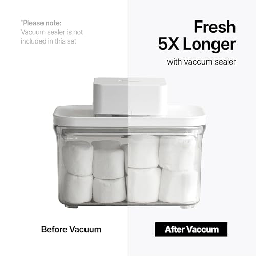 VAKUEN Premium Airtight Food Storage Containers, Mini Square 3pc/set(0.32qt), Smart One-Click Seal Lid, No Hinges, 100% Leak Proof, BPA-FREE, Dishwasher, Freezer & Microwave Safe