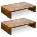 TEAMIX Monitor Riser - 2 Pack, Rustic Brown Wood Adjustable Stand for 2 Monitors/Laptop/PC - color: Brown