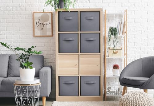 Sorbus Storage Cubes - 11 Inch Foldable Fabric Baskets for Organizing Pantry, Closet, Shelf, Cubby - 6 Grey Collapsible Cloth Storage Bins with Handle for Home, Bedroom - color: Gray, size: 11 Inch