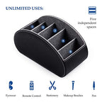 BONNY DODO Remote Control Holders Organizer Box with 5 Compartment PU Leather Multi-functional Office Desk Storage Caddy Store (Black) - color: Black