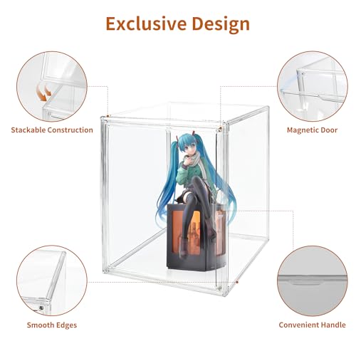 Clear Acrylic Display Case with Magnetic Lid-Dustproof Plastic Book Storage box,Clear Box,Purse Storage Organizer,Action Figure Display Case,Acrylic Sneaker Shoe Box(2 Pack) - style: 14.2"L x 8.7"W x 10.6"H - 2 Pack