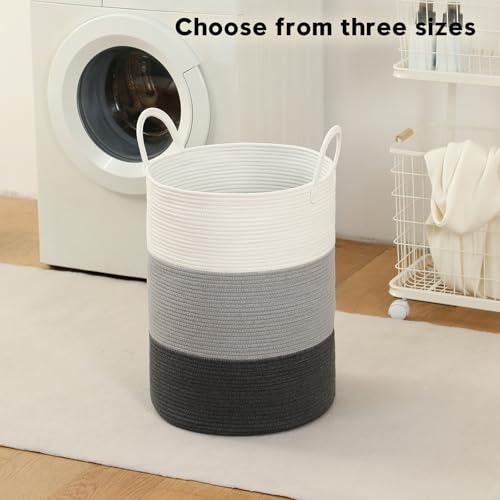 Laundry Basket Hamper Tall Rope Storage Woven for Blanket toys Dirty Clothes in Living Room Bathroom Bedroom (Gradient Grey, 60L/15.8Gal) - color: Gradient Grey, size: 60L/15.8Gal