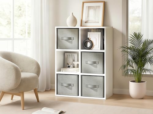 LayerSpace 4 Pack Foldable Fabric Closet Storage Bins, 11Inch Organizer Cubes with Handles, Linen Storage Boxes for Clothes, Toys, Books and Home Organization,Gray - color: Light Gray, size: 4pcs-11"x11"x11"