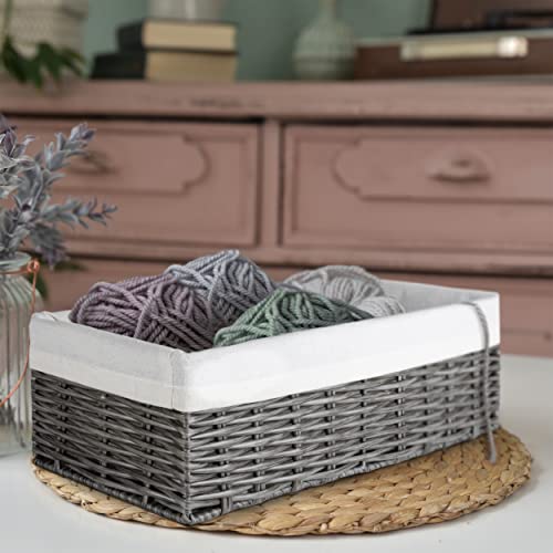 Brookstone Wicker Shelf Storage Basket Decorative Shelf Bin, bathroom organizers and storage, Boho Living Room Decor, Spring Storage 2026 - Single Basket - color: Grey Single Pack