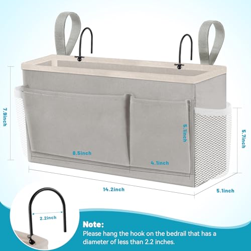 BlissTotes Bedside Caddy, Bedside Storage Organizer for Bunk Bed Accessories, Dorm Storage for Bedside Shelf and Bunk Bed Shelf, Bed Caddy for Home, Dorm, Bunk (Light Gray, 1 Pack) - color: Light Gray