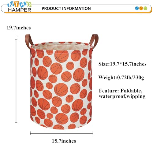 NTAOHAMPER Kids Laundry Hamper,Baseball laundry Basket,Baby Boy Nursery Hamper,Waterproof Storage Bin for Bedroom,Clothes Organizer Basket,Toys Box,Room Decor(Basketball) - color: Basketball