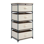 Juvale 4-Tier Dresser for Bedroom - 16.5 in L x 13 in W x 33 in H, Beige, Metal & Fabric - Freestanding Closet Organizer with Fabric Storage Drawers - Narrow Dresser & Cabinet with Drawers - color: Beige
