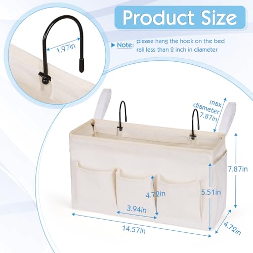 Bedside Storage Caddy/Bedside Hanging Storage Bag for Headboards Bunk Beds Dorm Rooms Book Phone Magazine Holder (New White) - color: New White