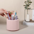 Anyoifax 360° Rotating Pen Holder 7 Slots Desk Organizer Removable Pencil Cup Plastic Art Supplies and Accessories Desktop Storage Box Caddy for Office, School, Home (Pink) - style: Stripe Pink