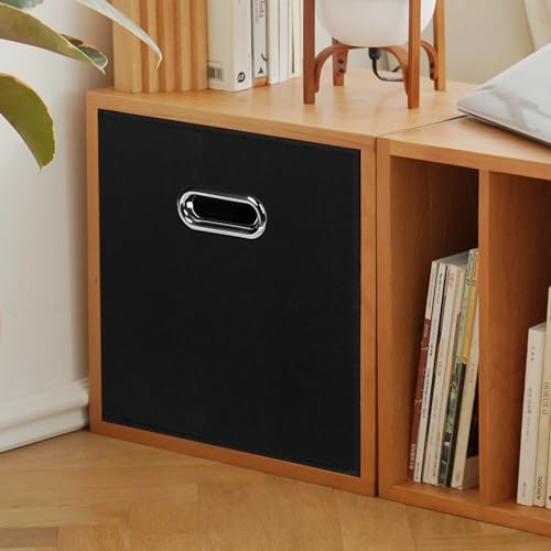 STOREONE Fabric Storage Bins Cubes Baskets Containers-(11X11X11) with Dual Handles for Shelf Closet, Nursery Home ， Bedroom Organizers, Foldable Set of 1 (black) - color: Black, size: 1 pack