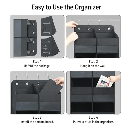 Giraffe Creation Over Door Hanging Organizer with 10 Large Capacity Pockets, Ideal Storage for Closet, Bathroom, Nursery, Bedroom, Dorm, Toys, Cosmetics, and Baby Essentials, Black - color: Double Black