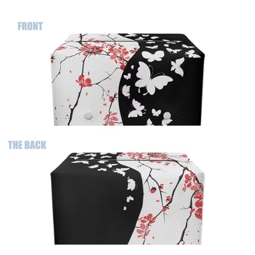 Butterfly Rectangle Tissue Box Cover Modern PU Leather Rectangular Tissue Box Waterproof Tissue Cover Decorative Holder Organizer for Bathroom Vanity Countertop - color: Butterfly Sakura