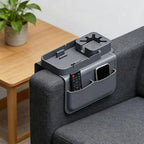 Silicone Sofa Armrest Tray Featuring Drink Holder and Side Pockets for Remote Phone and Snacks Storage Sofa Arm Tray Arm Organizers - color: bai she