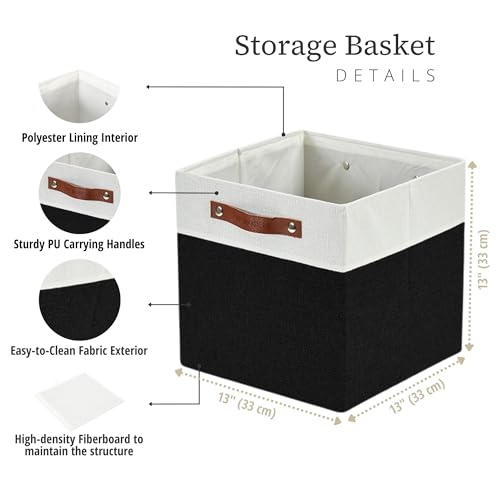 DECOMOMO Fabric Cube Storage Bins - Storage Baskets for Shelves, Cube Storage Organizer for Kallax and Cubbies (Black & White, 13 inch Cube) - 4 Pack - color: Black and White, size: Cube 13" /4pcs