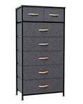 Crestlive Products Vertical Dresser Storage Tower - Sturdy Steel Frame, Wood Top, Easy Pull Fabric Bins, Wood Handles - Organizer Unit for Bedroom, Hallway, Entryway, Closets - 7 Drawers (Grey) - color: Grey, style: 7 Drawers