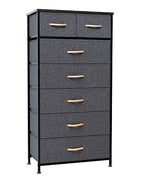 Crestlive Products Vertical Dresser Storage Tower - Sturdy Steel Frame, Wood Top, Easy Pull Fabric Bins, Wood Handles - Organizer Unit for Bedroom, Hallway, Entryway, Closets - 7 Drawers (Grey) - color: Grey, style: 7 Drawers