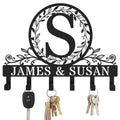 Personalized Metal Monogram Key Holder Rack for Wall Custom Coat Hooks for Bathroom Living Room Kitchen Office Wedding Anniversary Housewarming Gift - style: Garden