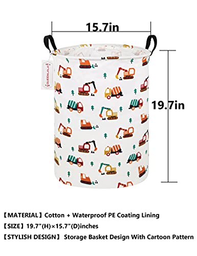 QUEENLALA Large Storage Basket,Laundry Hamper/Bathroom/Home Decor/Collapsible Round Storage Bin,Boys and Girls Hamper/Boxes/Clothing(Round-Excavator) - color: Round-Excavator