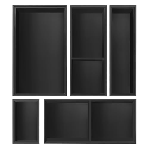 Bamboo Drawer Organizer,5 PCS Black Silverware Tray&Desk Organizers and Storage,Cabinet Divider With Removable Bathroom Organization for Kitchen,Utensils,Junk,Office,Makeup - color: Black, size: 5PCS
