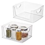 iDesign Stackable Open-Front Storage Bin with Handles for Kitchen, Set of 2, Clear, Made in USA - style: Pack of 2