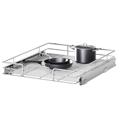 Pull Out Cabinet Organizer 19½" W x 21½" D, Heavy Duty Cabinet Pull Out Shelves, Slide Out Drawers Organization for Kitchen Cabinets Bathroom - color: 1 Tier, size: 19½"W x 21½"D