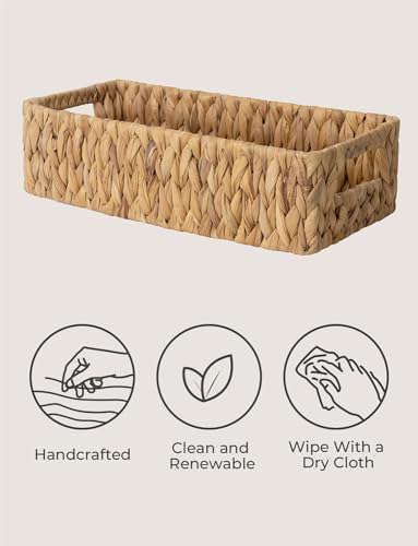 StorageWorks Water Hyacinth Basket for Toilet Paper, Wicker Baskets for Storage with Built-in Handles, 14 ¼"L x 6 ½"W x 3 ¾"H - color: Natural (Water Hyacinth)