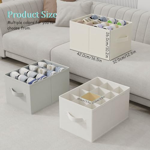 2 Pack Cube Shoe Organizer, Fits Up to 24 Pairs, Foldable Space-saving Storage Container Bins, Closet Organizers System with Reinforced Handles, 16.5 x 12.6 x 10.2 In, Beige, XSNX02BE-2 - color: Beige