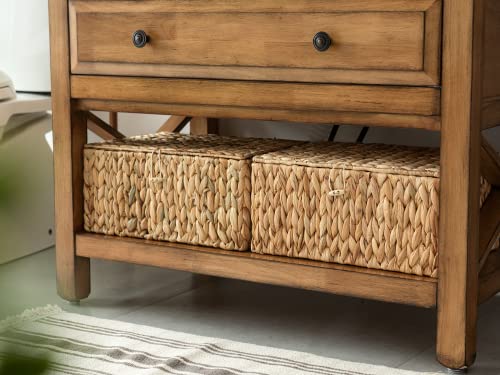 StorageWorks Large Water Hyacinth Baskets for Organizing, Wicker Basket with Lid for Shelves, Storage Basket with Lid and Built-in Handles, 1 Pack - color: Natural(Water Hyacinth), size: 15"L × 11"W × 7"H