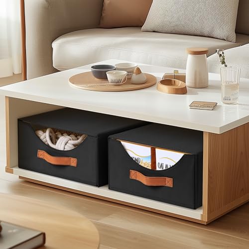 Homsorout Closet Organizers and Storage - Large Stackable Storage Bins with Drawer, Fabric Bins for Organization, Collapsible Drawer Organizer Clothes for Bedroom, Living Room, 2 Pack, Black - color: Black, size: 16 Inch. - 2 Pack