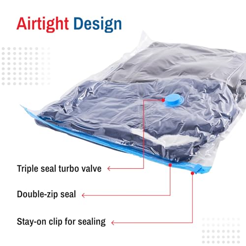 Spacesaver 4 Pack Jumbo Vacuum Storage Bags for Blankets & Clothes – Jumbo Vacuum Sealed Compression Bags with Hand Pump – Space Saver Storage Bags for Bedding, Moving, Travel & Organization - size: 4 Jumbo Bags