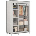 Calmootey Portable Closet Organizers, Clothing Storage, Wardrobe with 6 Shelves and Hanging Rod, Non-Woven Fabric Cover with 4 Side Pockets, Ash Grey - color: Ash Grey