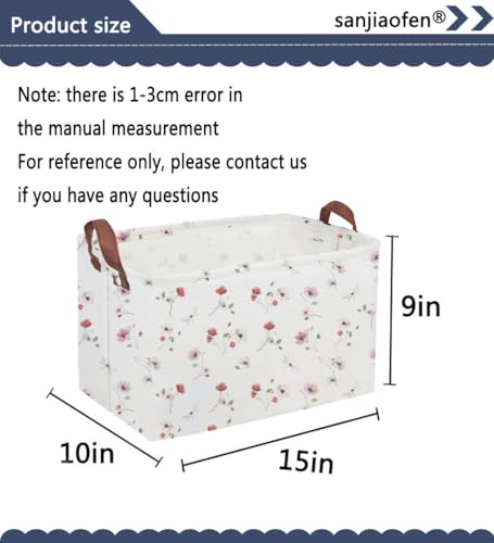 Sanjiaofeng Rectangular Kids Basket Flower Storage Bins,Girls Storage Basket with Handles.Clothers,Books,Kid's Gifts Bins. (Dried flower) - color: Dried flower