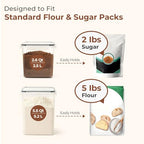 ComSaf Flour Sugar Storage Containers Set of 3 (5.2L/5.5Qt) (2.5L/2.6Qt*2), Large Airtight Food Storage Containers with Lids, Plastic Canisters Sets for Kitchen, Pantry Organizers for Rice and Baking - size: 5.5Qt/2.6Qt-Square
