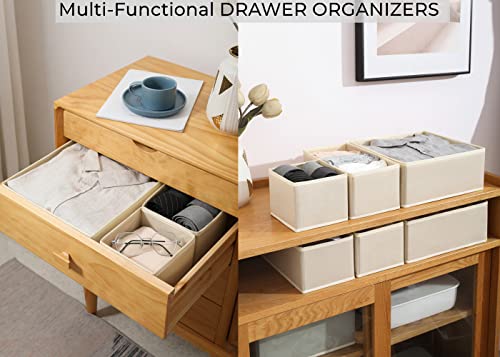 Fordonral 12 Pack Drawer Organizer Clothes, Foldable Fabric Dresser Organizer Closet Organizers and Storage Box for Underwear,Folded Clothes,Baby Clothing,Socks,Bra,Towels,Ties(12 Pack,Beige) - color: Beige, size: 12 Pack