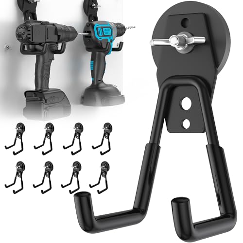 8Pcs Large Strong Magnetic Hooks Heavy Duty Garage Big Magnet Hooks Extra Strength Magnetic Utility Storage Hook Hanger with Anti Slip Coating for Garden Indoor Outdoor Hanging Tools Black - color: 8 Pcs-Black
