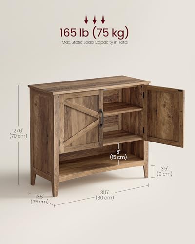 VASAGLE LIRY Collection - Shoe Cabinet, 3-Tier Storage Organizer, Shoe Shelf, Farmhouse Freestanding Cabinet, Height-Adjustable Shelf, 13.8 x 31.5 x 27.6 Inches, Honey Brown ULBC038B01 - color: Honey Brown, size: 13.8"D x 31.5"W x 27.6"H, style: 3-Tier