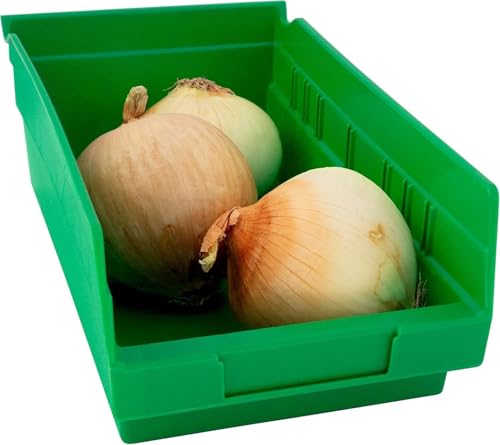 Akro-Mils 30130 Plastic Shelf Bins, Heavy Duty Storage Bins for Garage, Closet, and Drawer Organization, 12" x 6-1/2" x 4", Green, 12-Pack - color: Green