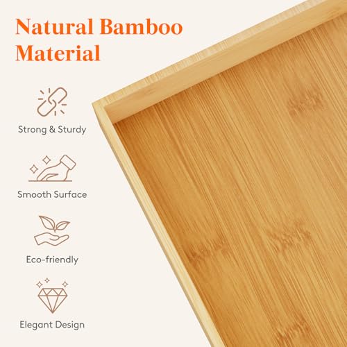 Lifewit Drawer Organizers 5 Pack(11 Grid) with 6 Inserts, Adjustable Bamboo Wooden Drawer Dividers, Stackable Storage Box for Utensils, Silverware, Makeup, Junk in Kitchen/Bathroom/Office/Vanity