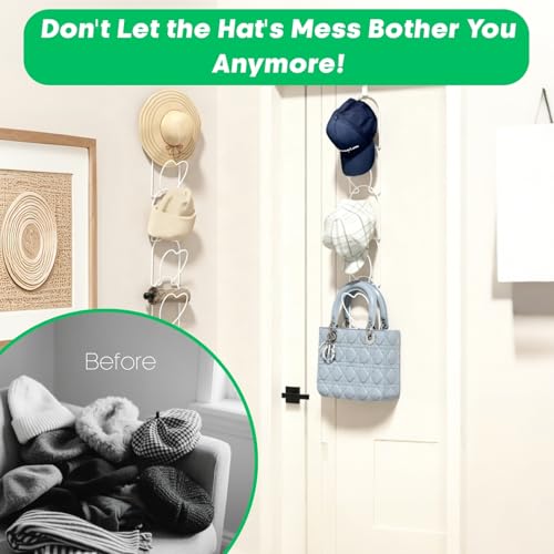 LINFIDITE 15 PCS Baseball Hat Rack Hanger Holder Organizer Multi Hook Wall Mounted Over Door Cap Display Storage Rack Cap Holder, Closet HangingStorage Rack w Hanging Hook White - color: 15pcs White, size: Heart Ring