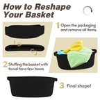 Pro Goleem Small Woven Basket with Gift Bags and Ribbons Durable Baskets for Gifts Empty Small Rope Basket for Storage 12"X 8" X 5" Baby Toy Basket with Handles, Black - color: black