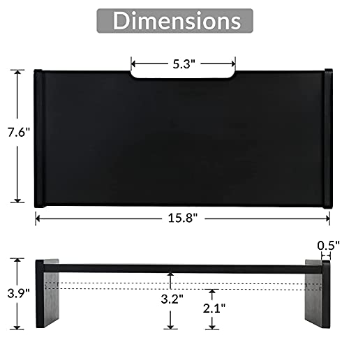 KINLINK Solid Wood Monitor Stand Riser, Monitor Riser with 2 Adjustable Height, 15.8 inch Computer Riser for Computer, iMac, PC, Printer, Computer Monitor Stand for Home & Office, Black - color: black