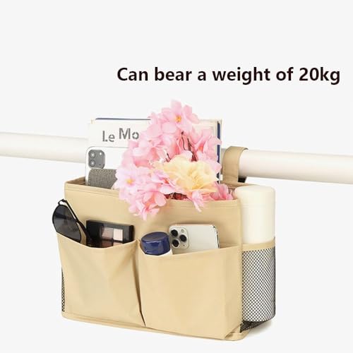 Bedside Storage Organizer Bag Phone Book Magazine Holder Pockets Hanging Storage Bag Sofa Side Pouch Bag(Pink) - color: Pink