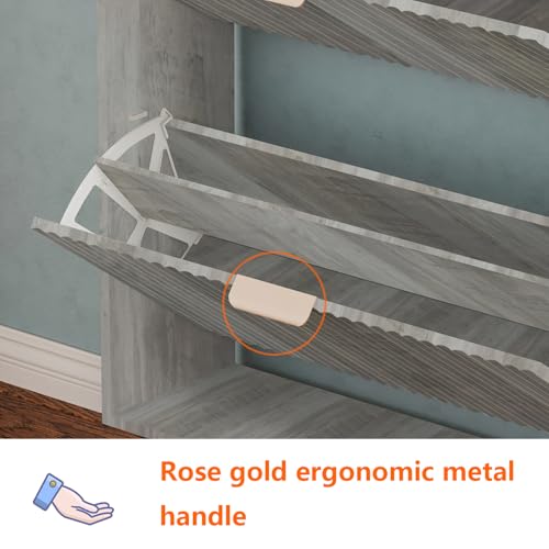 Shoe Cabinet Storage,Modern Freestanding Organizer with 3 Flip Drawers,Narrow Shoe Rack Cabinet for Entryway,Grey - color: Grey, size: 3-Drawers