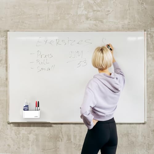loukin Magnetic Marker Holder Set, Dry Erase Marker Holder, Dry Erase Accessory Tray Set (Includes 1 Eraser, 1 Cleaner, 2 Dry Erase Markers), Ideal for Office, School or Home Use(White) - color: White Set