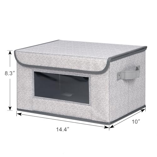 Univivi [4-Pack Fabric Storage Boxes Collapsible Storage Bins with Lids and Handles Cube Organizer Basket for Home, Closet, Bedroom (Gray, 14.4''x10''x8.3'') - color: Gray, size: 14''-4 Pack