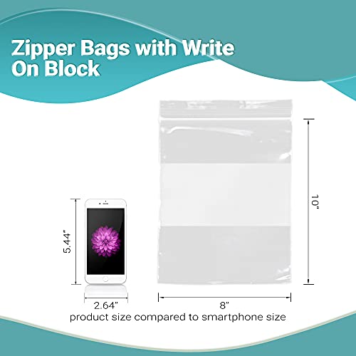 APQ Pack of 1000 White Block Zipper Bags 8 x 10. Ultra Thick Write on Block Poly Bags 8x10. Thickness 4 mil. Pills Bags. Great for Packing and Storing. Ideal for Industrial, Food Service. - size: 8" x 10" / 1000 Pack