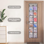 GOMAJI 12 Large Pockets Over Door Hanging Shoe Organizer, White - color: White