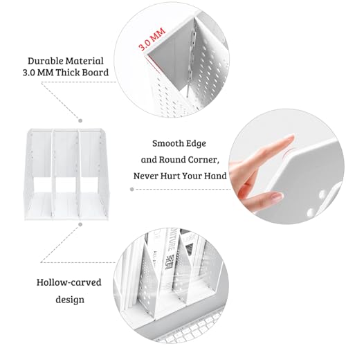 SAYEEC 1Pcs Collapsible Plastic Magazine File Holder Vertical Binder Storage Organizer for Desk Sturdy Upright Desktop Magazine Organizer Folder Rack for Office School Home (3 Compartments, Gray) - color: 1Pcs Gray (3 Compartments)